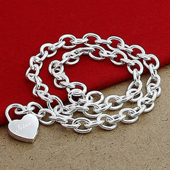 Silver-plated Shrimp Clasp Heart Lock Necklace