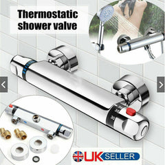 Thermostatic Exposed Bar Shower Mixer Valve Tap Chrome Bottom 1-2 Outlet New Shopping