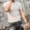 Image of Men's Gold Velvet Ice Silk Cut-out Breathable Short Sleeve Round Neck T-shirt Shopping