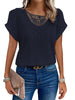 Image of Lace Patchwork Short-sleeved T-shirt Women's Clothing Shopping