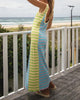 Image of Square Collar Striped Color Matching Backless Knitted Sleeveless Dress Shopping