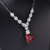 Image of New Luxury Pigeons-blood Ruby Square Diamond Necklace Shopping