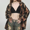 Image of Chic Style Tie Dyed Plaid Patchwork Set Shopping