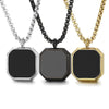 Image of Square Mirror Drop Oil Pendant Simple Stylish Glossy Photo Frame Necklace Shopping