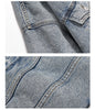 Image of Washed And Worn Mixed Cotton Loose Thickened Denim Jacket Shopping