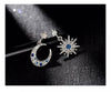 Image of Silver Stud Rhinestone-encrusted Asymmetric Star And Moon Stud Earring Fashion Simple Shopping