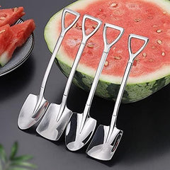 Dessert Spoon Set, 4 Pcs 4.8 Shovel Shape Stainless Steel Spoons, Ice Cream Fruit Spoon For Home, Kitchen Or Restaurant By Aliotech