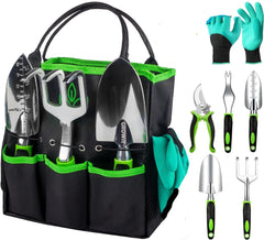 Heavy Duty Garden Tools 9Pieces Set - Rust Proof, Ergonomic Gardening Hand Tools Garden Gifts For Mom And Dad Shopping