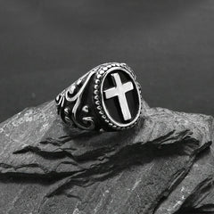 Titanium Steel Personality Vintage Cross Men's Ring Shopping