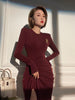 Image of Women's Slim Fit Wrapped Hip Long Sleeve Dress Shopping