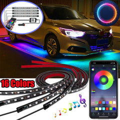 Auto LED RGB Interior Atmosphere Strip Light Decorative Foot Lamp With USB Wireless Remote Music Control Multiple Modes For Car Shopping