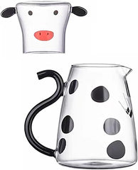 Cow Carafe Pitcher Cow Water Pitcher With Cup Bedside Water Carafe Cow Glass Set Cow Pitcher Water Carafe With Glass Cup For Nightstand Shopping