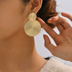 Fashion Exaggerated Design Metal Geometry Retro Round Temperament Earrings Shopping