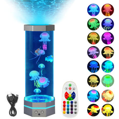 Jellyfish Lava Lamp 17 Colors Changing 15inch Jellyfish Lamp With Remote Control USB Plug-in Bubble Fish Lamp Kids Night Light Creative Projector Lamp Home Decor Shopping