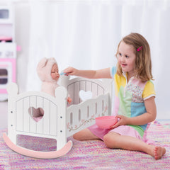 ROBOTIME Wooden Doll Cradle Rocking Baby Doll Crib Reversible Doll Bed For Dolls Girl,Fits Dolls Up To 18 Inches Shopping