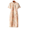 Image of Summer New Chinese Style Stand Collar Modified Bright Sequin Embroider Chinese Style Cheongsam Dress Shopping