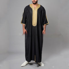 Arab Robe Hui Clothing Half Sleeve Embroidered Muslim Shopping