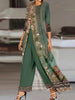 Image of Women Dress Two-piece Emerald Long Style Long Sleeve Printing Shopping