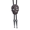 Image of Skull Facial Makeup Genuine Leather Polo Bow Tie Necklace Shopping