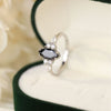 Image of S925 Silver Oval Black Agate Diamond-embedded Simple Design Women's Ring Shopping