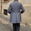 Image of Daily Double Row Mid-length Tweed Coat Men Shopping