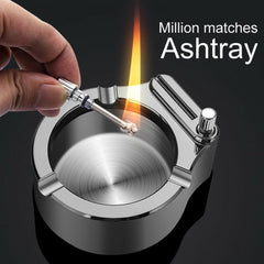 Large Cigarette Ashtray With Permanent Match Lighter Fancy Metal Ash Tray Set For Weed Cool Ashtrays For Cigars Outdoor Indoor Decor In Home Office Shopping