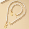 Image of Pearl Bracelet And Necklace Set Female With Hearts Clavicle Chain Shopping