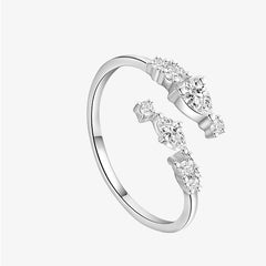 999 Sterling Silver Diamond Simple Bracelet Ring For Women