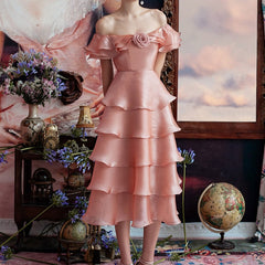 One-shoulder Pink Dress Sweet Fairy Little Dress Skirt Female Shopping