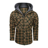 Image of Men Long-sleeved Plaid Jacket Regular Fit Fleece Detachable Hoodies Jackets Shopping