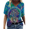 Image of Independent Station Floral Print Pullover V-neck Short Sleeve T-shirt Shopping