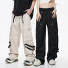 Image of Metal Snap Fastener Detachable Webbing Multi-pocket Wide Leg Straight Overalls Shopping