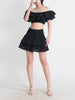 Image of Seaside Vacation Style Two-piece Collar Short Ruffled Shirt High Waist Skirt Outfit Shopping