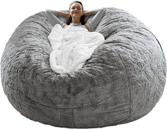 Bean Bag Chair Coverit Was Only A Cover, Not A Full Bean Bag Chair Cushion, Big Round Soft Fluffy PV Velvet Sofa Bed Cover, Living Room Furniture, Lazy Sofa Bed Cover,6ft Light Grey Shopping