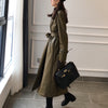 Image of Stylish Green Loose Lace-up Coat Shopping