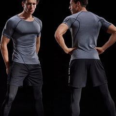 Workout Clothes Short Sleeve Men Quick Drying Clothes Exercise Running T-shirt Shopping