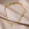 Image of Fashionable Golden Love Chain Double-layer Necklace Shopping