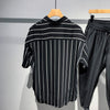 Image of Men's Loose Comfortable Striped Short-sleeved Shirt Shopping