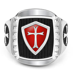 Vintage Oil Dripping Red Cross Men's Personalized Stainless Steel Ring