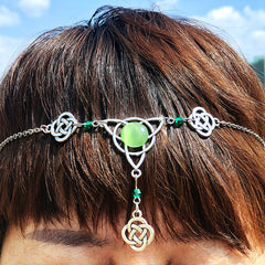 European And American Goths Irish Knot Head Chain Crystal Magic Wizard Cat Eye Pagan Hairware Shopping