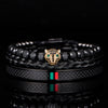 Image of Micro Inlaid Leopard Head Bracelet Set In Stainless Steel Shopping