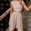 Image of Summer Round Neck Sleeveless Midriff-baring Top High Waist Irregular Skirt Suit Shopping