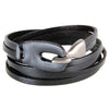 Image of Retro Leather Bracelet 3-ring Winding Leather Hand Strap Hook Wrist Strap Metal Hook Buckle Shopping