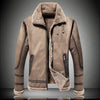 Image of Men's Casual Polo Collar Fur Thickened Fleece-lined Warm Jacket Shopping