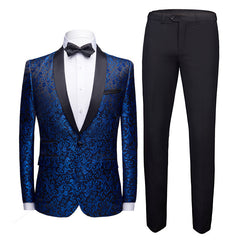 Men's Floral Suit Trousers Suit Slim-fit Banquet Stage Wear Shopping