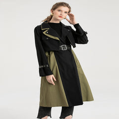 Women's New Retro Color Matching British Style Trench Coat