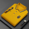 Image of Men's Pure Color Mercerized Cotton Thin Cotton Lapel Embroidery T-shirt Shopping