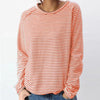 Image of Loose Round Neck Raglan Long Sleeve Striped Printed Sweater Shopping