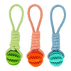 Image of Dog Toys Treat Balls Interactive Hemp Rope Rubber Leaking Balls For Small Dogs Chewing Bite Resistant Toys Pet Tooth Cleaning Bite Resistant Toy Ball For Pet Dogs Puppy Shopping