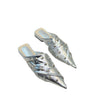 Image of Rivet Metal Buckle Cross Strap Square Heel Slippers All-match Closed Toe Half Shopping